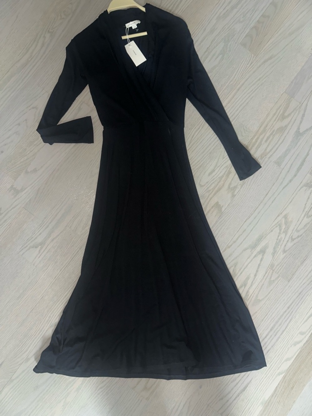 Vince Black Long Sleeve Wrap-Style Midi Dress